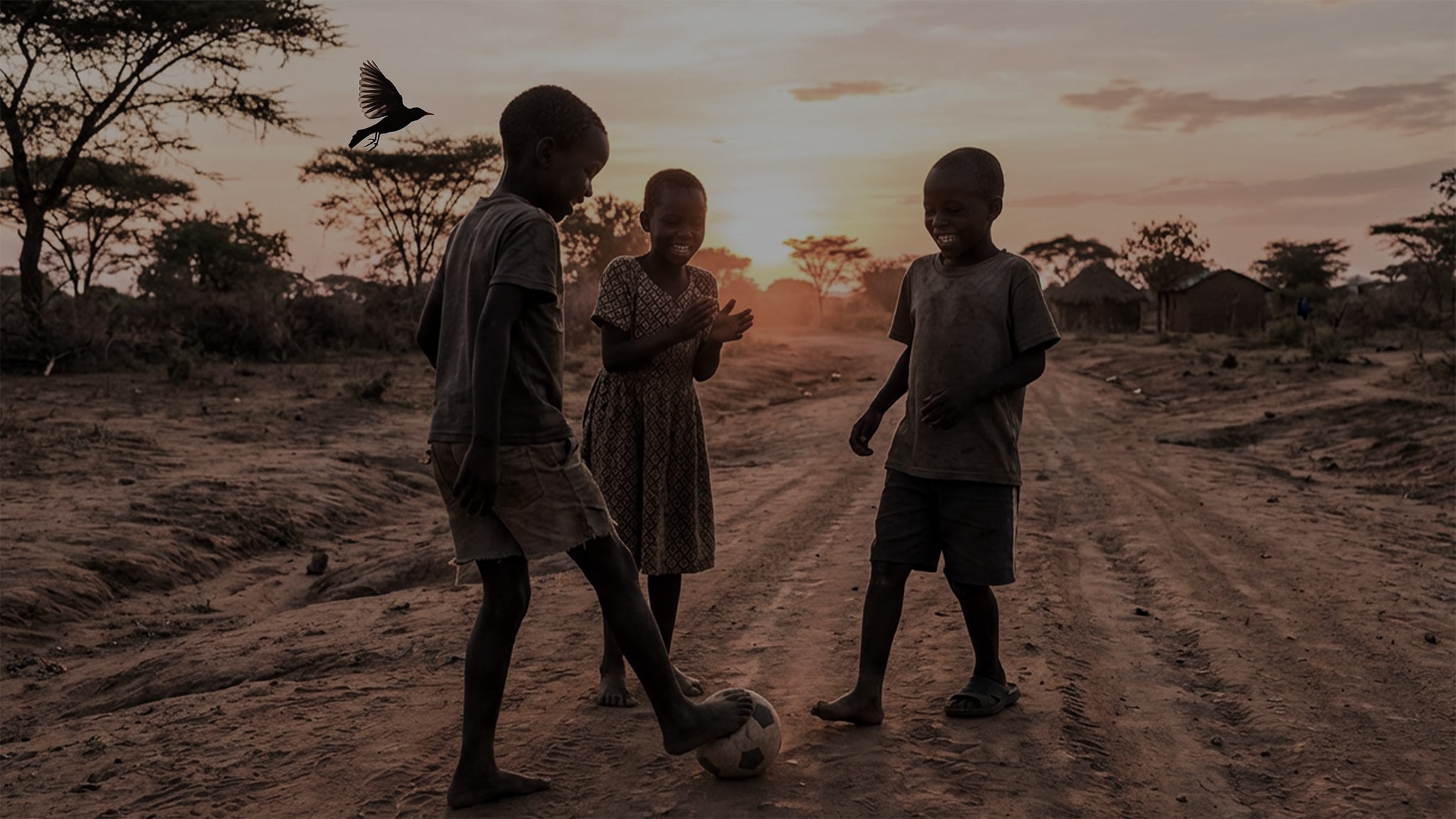 Children playing soccer