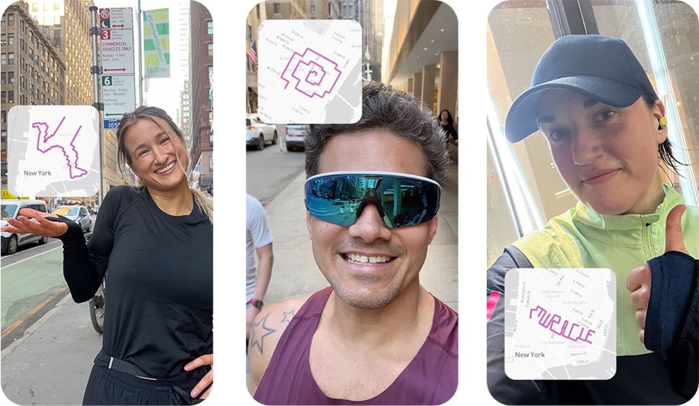 Miles to Miracle runners with route drawings